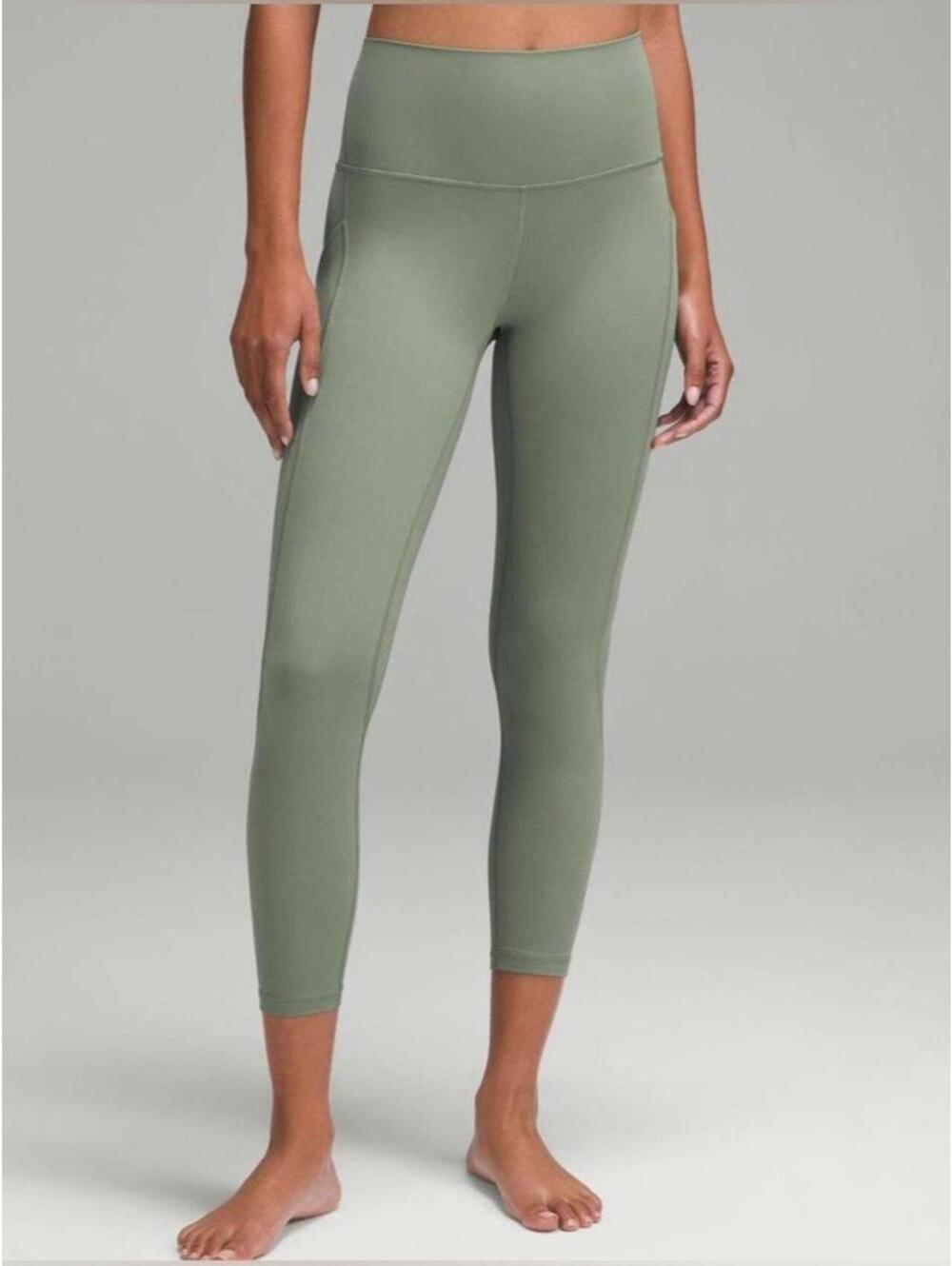 Lululemon Align High-Rise Grey Eucalyptus Leggings w/Pockets Size 14 NWOT